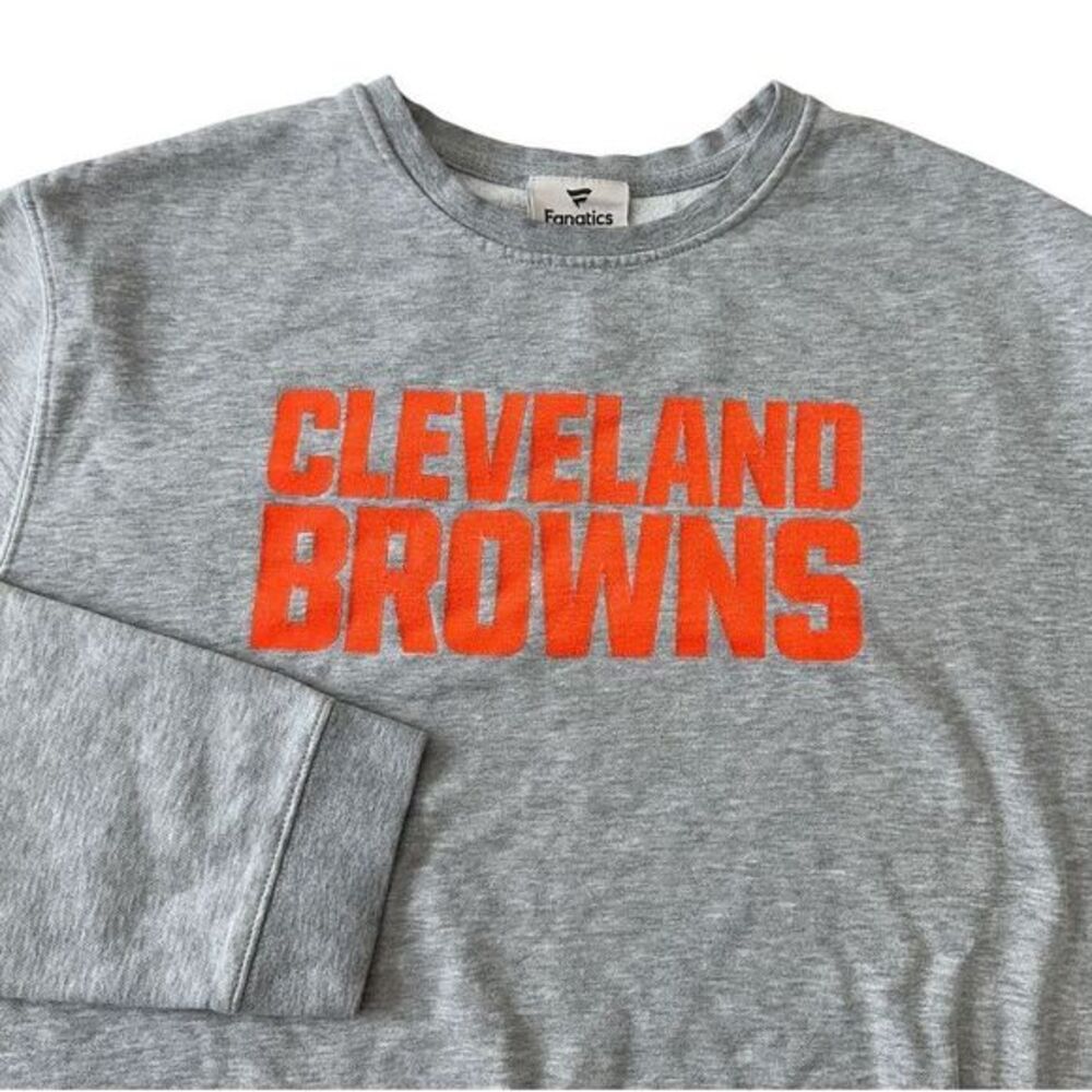 Fanatics Cleveland Browns NFL Football Gray Crewneck Sweatshirt Team Logo Unisex